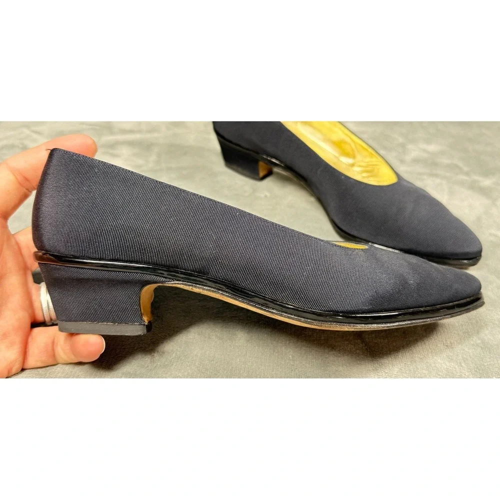 Pancaldi 1888 Womens 8 B Navy Grosgrain Pumps Kitten Heel Italy